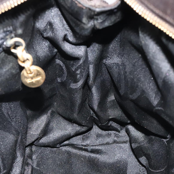 Salvatore Ferragamo Vala Hand Bag Canvas Dark Brown Gold Auth 119792