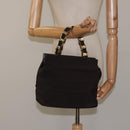 Salvatore Ferragamo Vala Hand Bag Canvas Dark Brown Gold Auth 119792-21