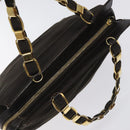 Salvatore Ferragamo Vala Hand Bag Canvas Dark Brown Gold Auth 119792-6