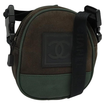 CHANEL COCO Mark Sports Line Shoulder Bag Canvas Brown CC Auth 119814