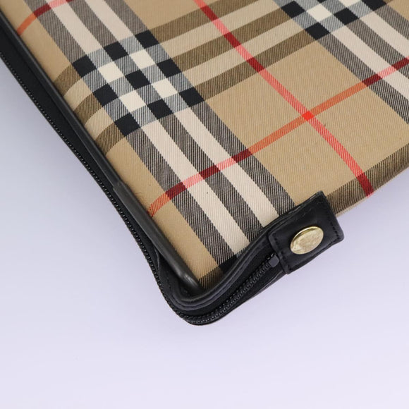 Burberrys Nova Check Garment Cover Canvas Beige Gold Auth 119821