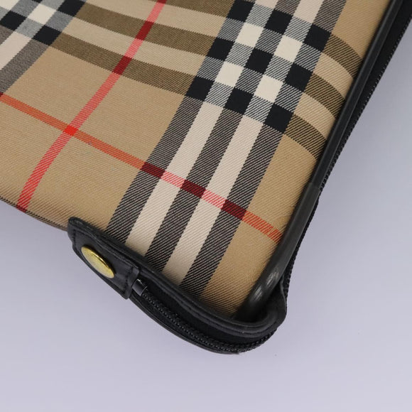 Burberrys Nova Check Garment Cover Canvas Beige Gold Auth 119821