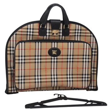 Burberrys Nova Check Garment Cover Canvas Beige Gold Auth 119821