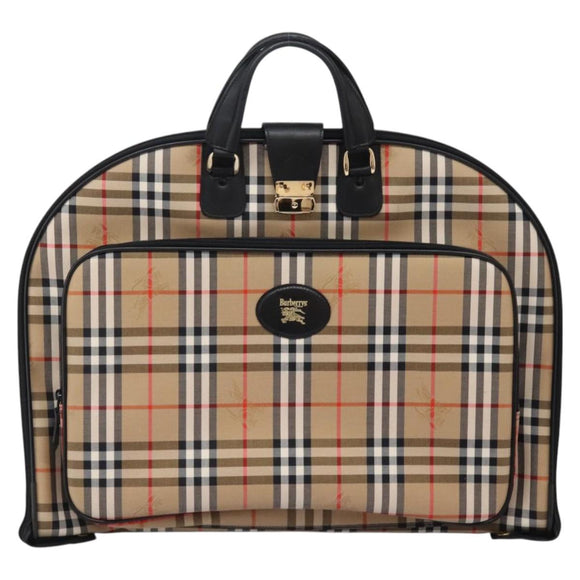 Burberrys Nova Check Garment Cover Canvas Beige Gold Auth 119821