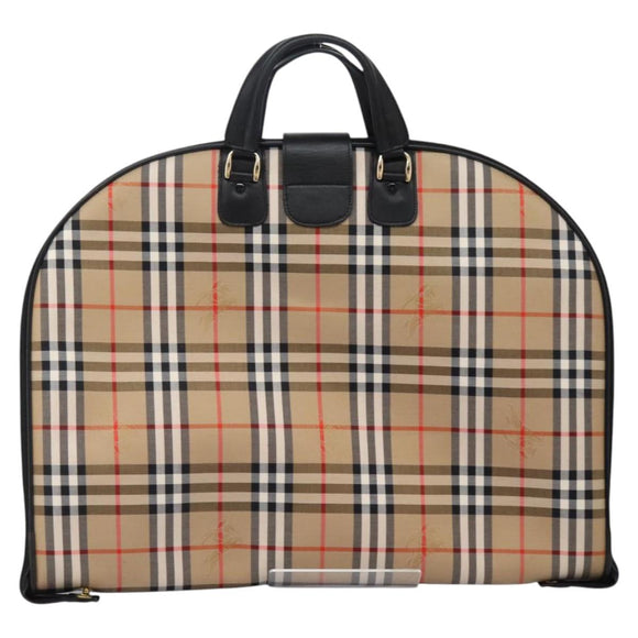 Burberrys Nova Check Garment Cover Canvas Beige Gold Auth 119821