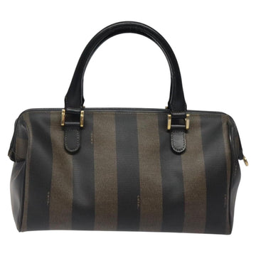 FENDI Pecan Canvas Hand Bag PVC Brown Gold Auth 119823 - 0