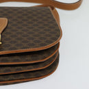 CELINE Macadam Canvas Shoulder Bag PVC Leather Brown Gold Auth 119835-15