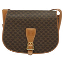 CELINE Macadam Canvas Shoulder Bag PVC Leather Brown Gold Auth 119835-13