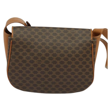 CELINE Macadam Canvas Shoulder Bag PVC Leather Brown Gold Auth 119835 - 0