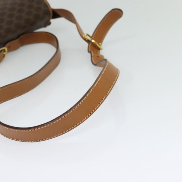 CELINE Macadam Canvas Shoulder Bag PVC Leather Brown Gold Auth 119835