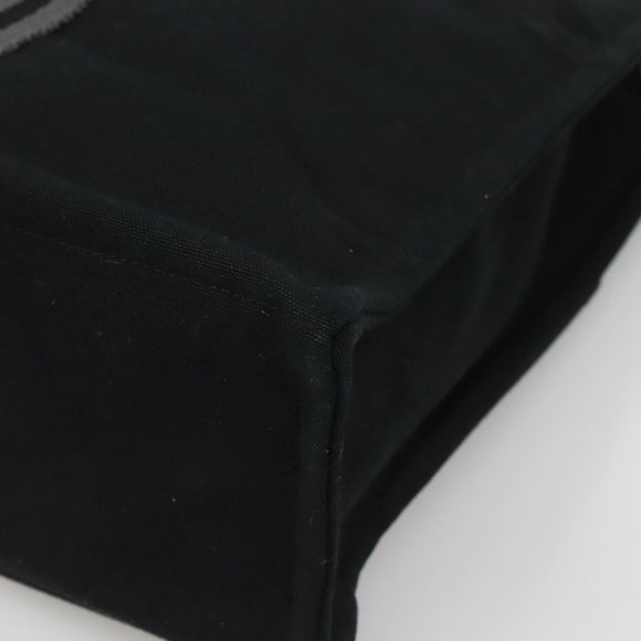 HERMES Fourre Tout MM Hand Bag Canvas Black Silver Auth 119846