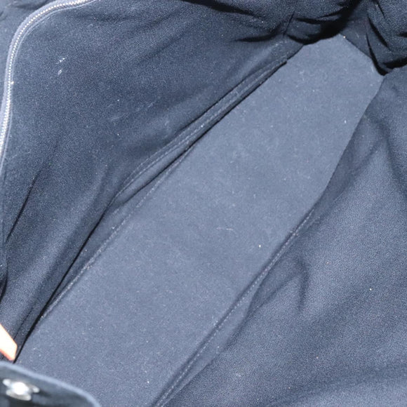 HERMES Fourre Tout MM Hand Bag Canvas Black Silver Auth 119846