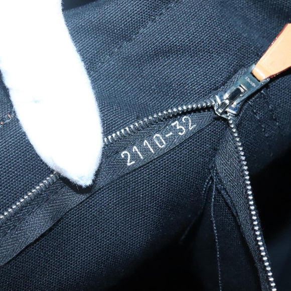 HERMES Fourre Tout MM Hand Bag Canvas Black Silver Auth 119846