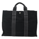 HERMES Fourre Tout MM Hand Bag Canvas Black Silver Auth 119846-13