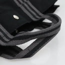 HERMES Fourre Tout MM Hand Bag Canvas Black Silver Auth 119846-7