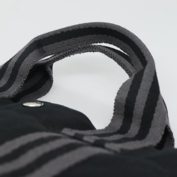 HERMES Fourre Tout MM Hand Bag Canvas Black Silver Auth 119846