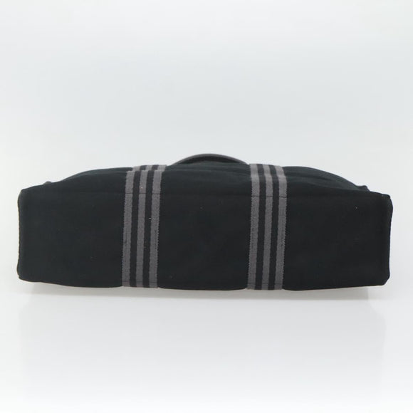 HERMES Fourre Tout MM Hand Bag Canvas Black Silver Auth 119846