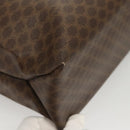 CELINE Macadam Canvas Tote Bag PVC Leather Brown Gold Auth 119866-9