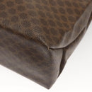 CELINE Macadam Canvas Tote Bag PVC Leather Brown Gold Auth 119866-16
