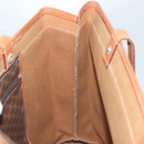 CELINE Macadam Canvas Tote Bag PVC Leather Brown Gold Auth 119866-17