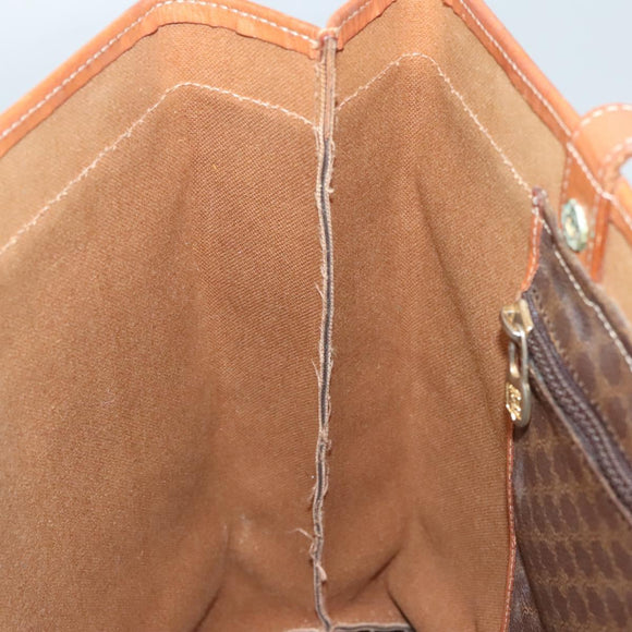 CELINE Macadam Canvas Tote Bag PVC Leather Brown Gold Auth 119866