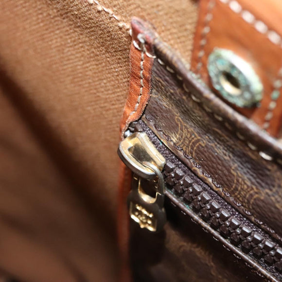 CELINE Macadam Canvas Tote Bag PVC Leather Brown Gold Auth 119866