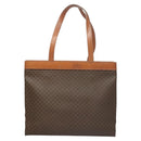 CELINE Macadam Canvas Tote Bag PVC Leather Brown Gold Auth 119866-13