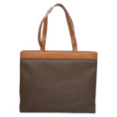CELINE Macadam Canvas Tote Bag PVC Leather Brown Gold Auth 119866-2