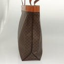 CELINE Macadam Canvas Tote Bag PVC Leather Brown Gold Auth 119866-3