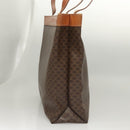 CELINE Macadam Canvas Tote Bag PVC Leather Brown Gold Auth 119866-4