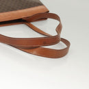 CELINE Macadam Canvas Tote Bag PVC Leather Brown Gold Auth 119866-7