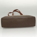 CELINE Macadam Canvas Tote Bag PVC Leather Brown Gold Auth 119866-5