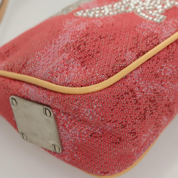 MCM Accessory Pouch Canvas Pink Silver Auth 119871