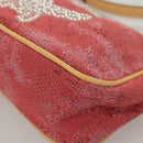 MCM Accessory Pouch Canvas Pink Silver Auth 119871-14