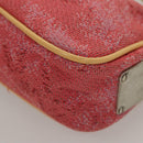 MCM Accessory Pouch Canvas Pink Silver Auth 119871-16