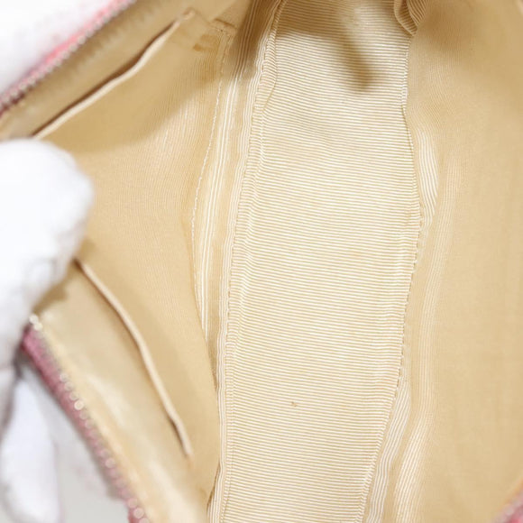 MCM Accessory Pouch Canvas Pink Silver Auth 119871