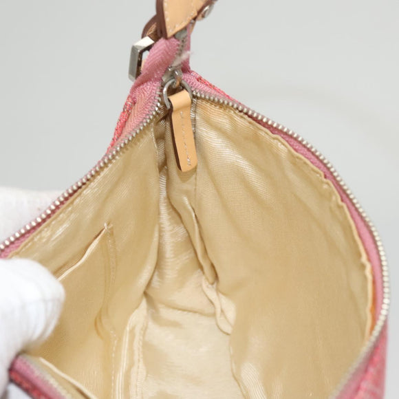 MCM Accessory Pouch Canvas Pink Silver Auth 119871