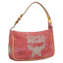 MCM Accessory Pouch Canvas Pink Silver Auth 119871-1