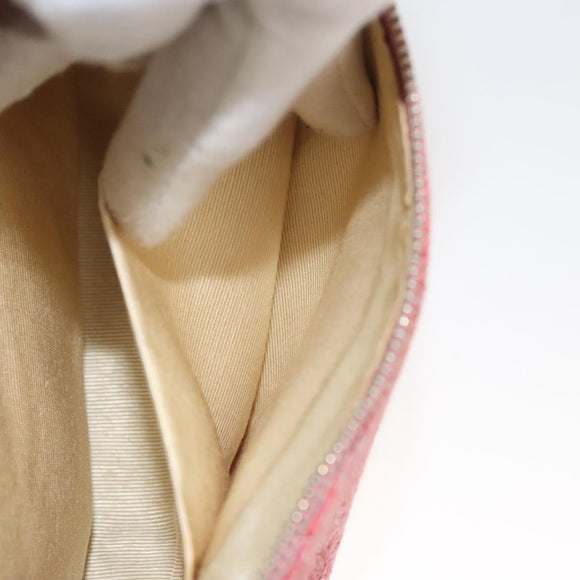 MCM Accessory Pouch Canvas Pink Silver Auth 119871