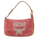 MCM Accessory Pouch Canvas Pink Silver Auth 119871-13