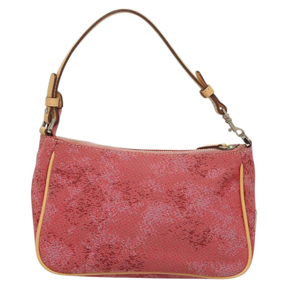 MCM Accessory Pouch Canvas Pink Silver Auth 119871