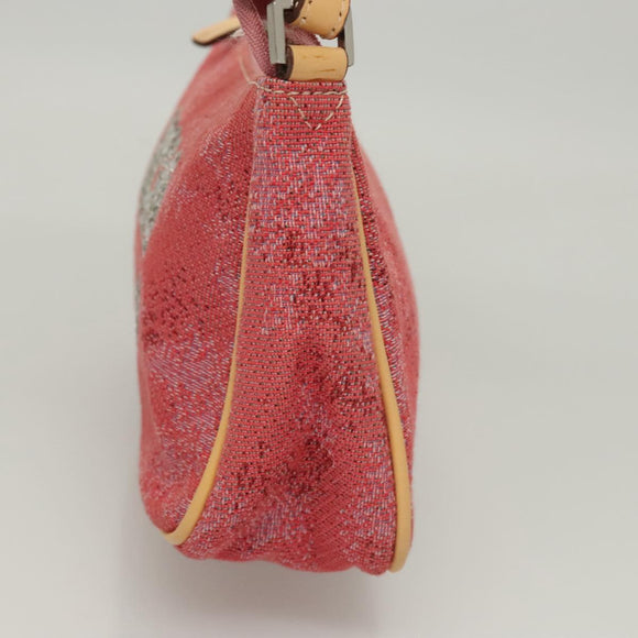 MCM Accessory Pouch Canvas Pink Silver Auth 119871