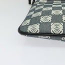 LOEWE Anagram Shoulder Bag Canvas Leather Gray Black Silver Auth 119873-9