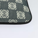 LOEWE Anagram Shoulder Bag Canvas Leather Gray Black Silver Auth 119873-16