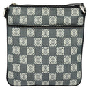 LOEWE Anagram Shoulder Bag Canvas Leather Gray Black Silver Auth 119873-13