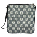 LOEWE Anagram Shoulder Bag Canvas Leather Gray Black Silver Auth 119873-2