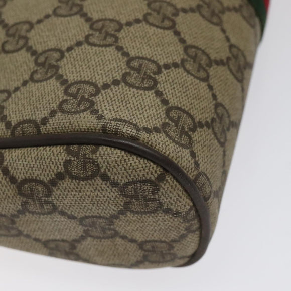 GUCCI GG Supreme Web Sherry Line Clutch Bag PVC Beige Gold 010 378 Auth 119887