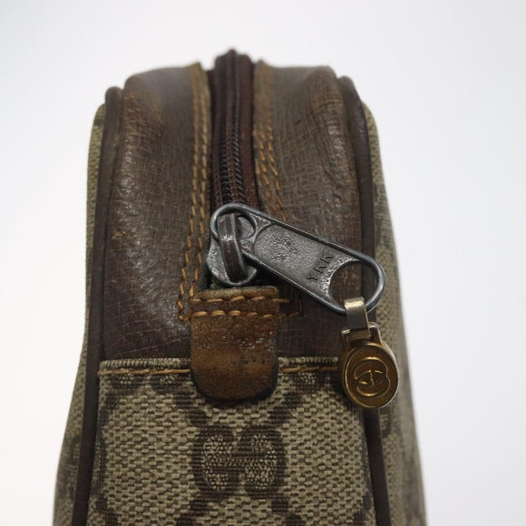 GUCCI GG Supreme Web Sherry Line Clutch Bag PVC Beige Gold 010 378 Auth 119887