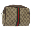 GUCCI GG Supreme Web Sherry Line Clutch Bag PVC Beige Gold 010 378 Auth 119887-1