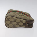 GUCCI GG Supreme Web Sherry Line Clutch Bag PVC Beige Gold 010 378 Auth 119887-3